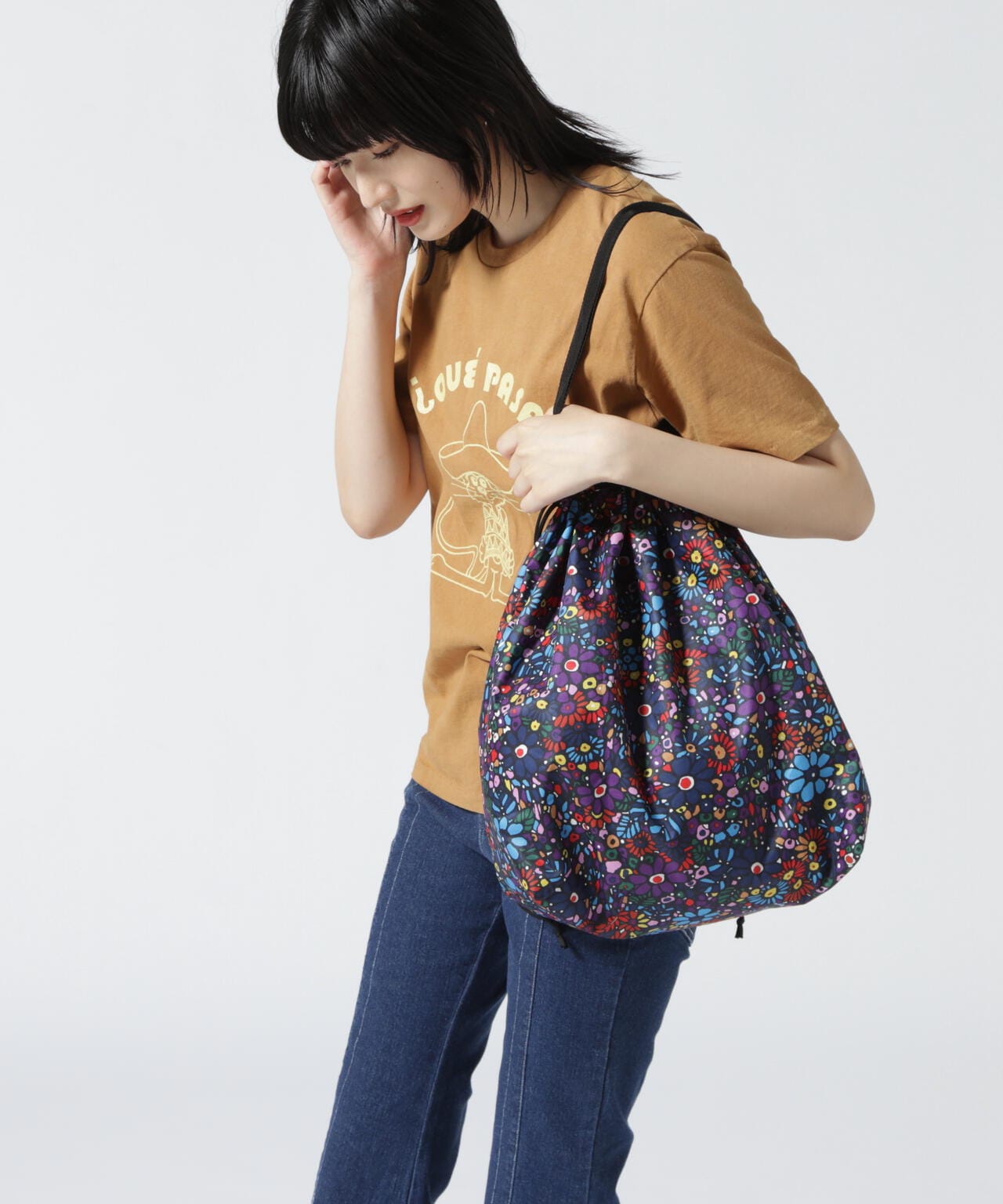 BOHEMIANS/ボヘミアンズ MOSAIC FLOWER SBR SQ MARKET BAG モザイク