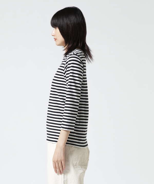 FANEUIL/ファヌル　BOAT NECK BORDER LS TEE