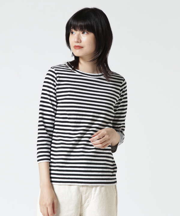 FANEUIL/ファヌル　BOAT NECK BORDER LS TEE