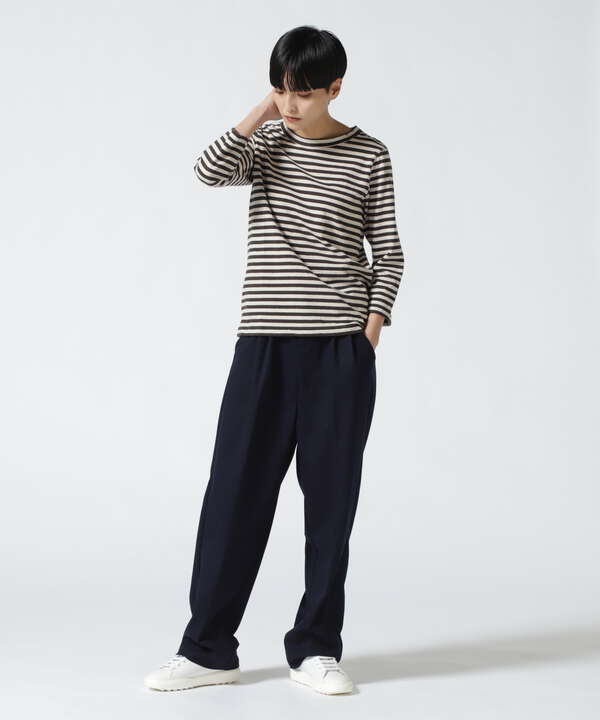 FANEUIL/ファヌル　BOAT NECK BORDER LS TEE