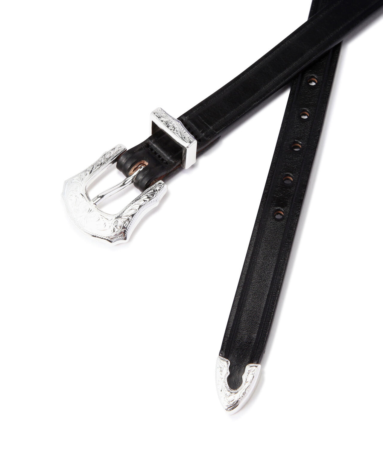 TORY LEATHER/トリーレザー 3/4 inch 3-Piece Silver Buckle Set Belt