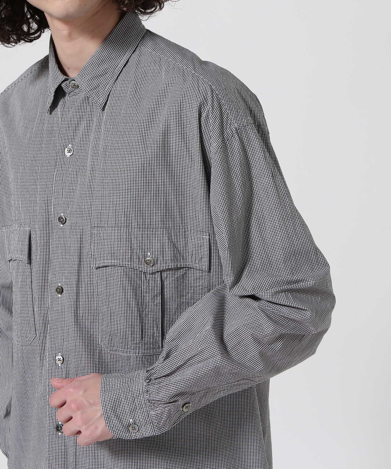 PORTER CLASSIC ROLL UP LINEN CHECK SHIRT - シャツ