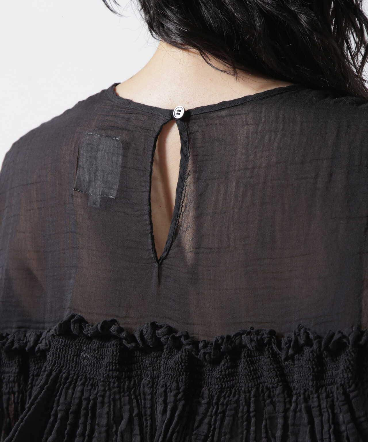 RHODOLIRION/ロドリリオン　SILK COTTON SHIRRING FRILL TOP