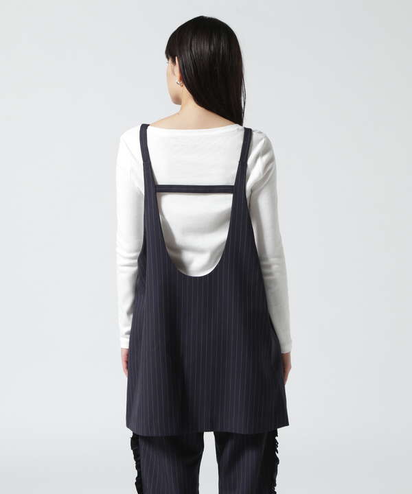 RHODOLIRION/ロドリリオン APRON TOP - PINSTRIPE GABARDINE