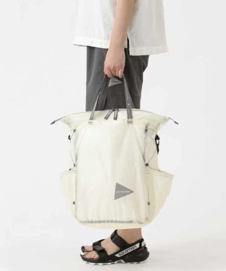 and wander/アンドワンダー sil tote bag シルトートバッグ