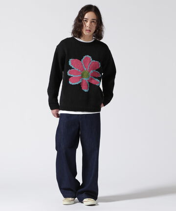 MacMahon Knitting Mills CrewNeck Knit-Black Flower