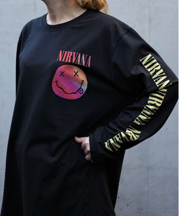 NIRVANA/ニルヴァーナ　GRADIENT HAPPY FACE L/S TEE　ロンT