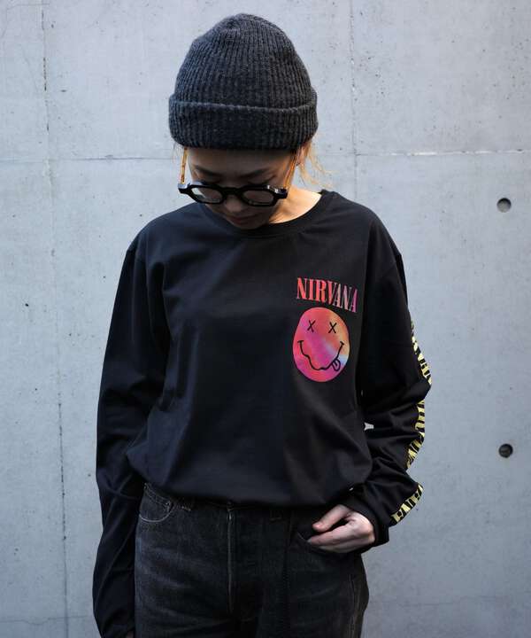 NIRVANA/ニルヴァーナ　GRADIENT HAPPY FACE L/S TEE　ロンT