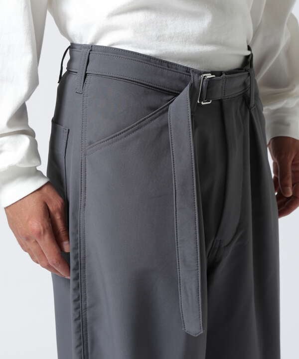 B omnivore  STRETCH POLYESTER BELT LOOSE PANTS