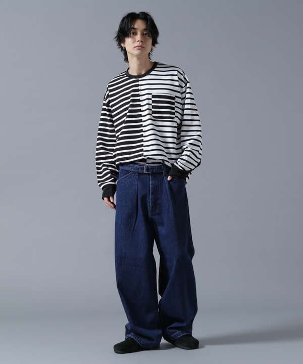 B omnivore/ビーオムニボー　DENIM BELT LOOSE PANTS