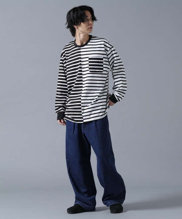 B omnivore/ビーオムニボー　DENIM BELT LOOSE PANTS