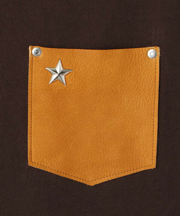 LEATHER POCKET T-SHIRT ONE STAR/レザーポケットTシャツ ワンスター