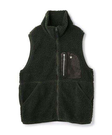 LEATHER POCKET PILE VEST/レザー ポケットパイル ベスト