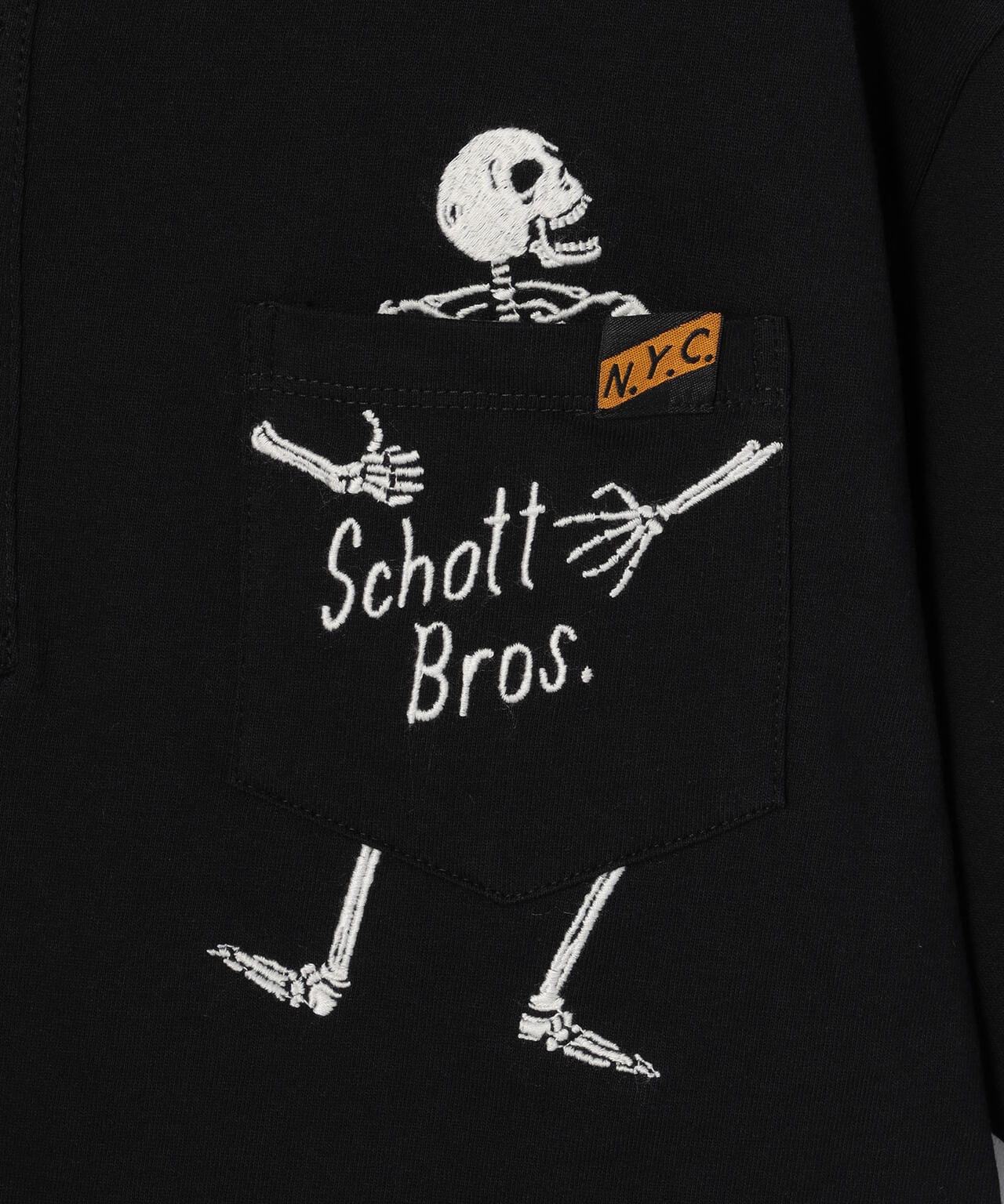 SKULL EMB. POCKET T-SHIRT/スカル刺繍 ポケットＴシャツ | Schott