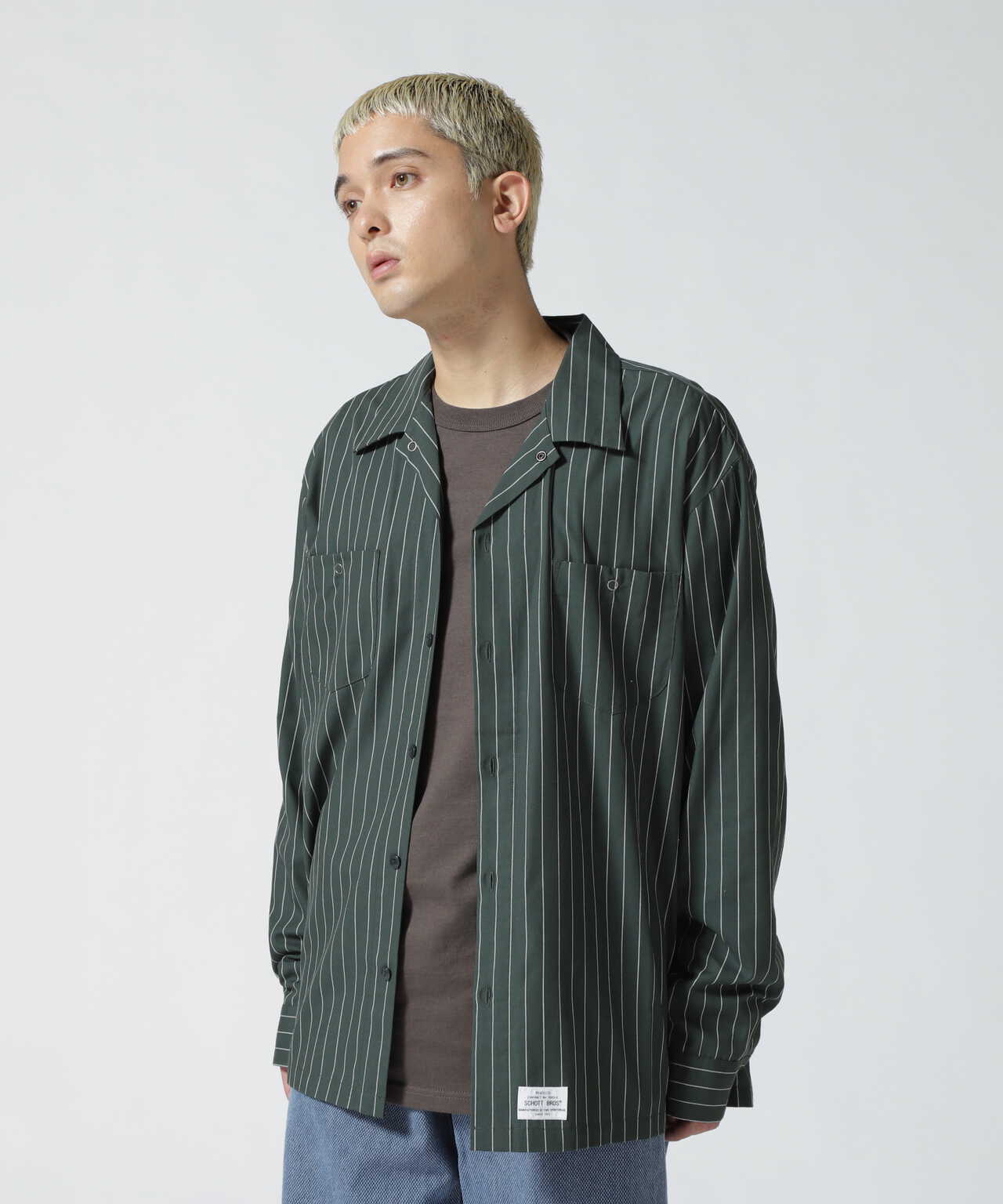 WEB LIMITED】TC STRIPE LS WORK SHIRT/ストライプ ワークシャツ 