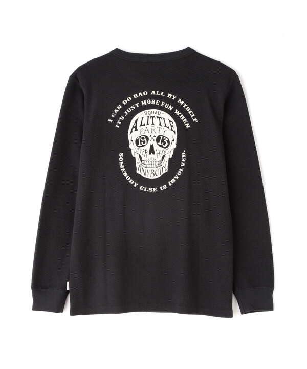 HONEYCOMB LONG SLEEVE HENLEY NECK T-SHIRT "SKULL"/ハニカムロングスリーブヘンリーネックT