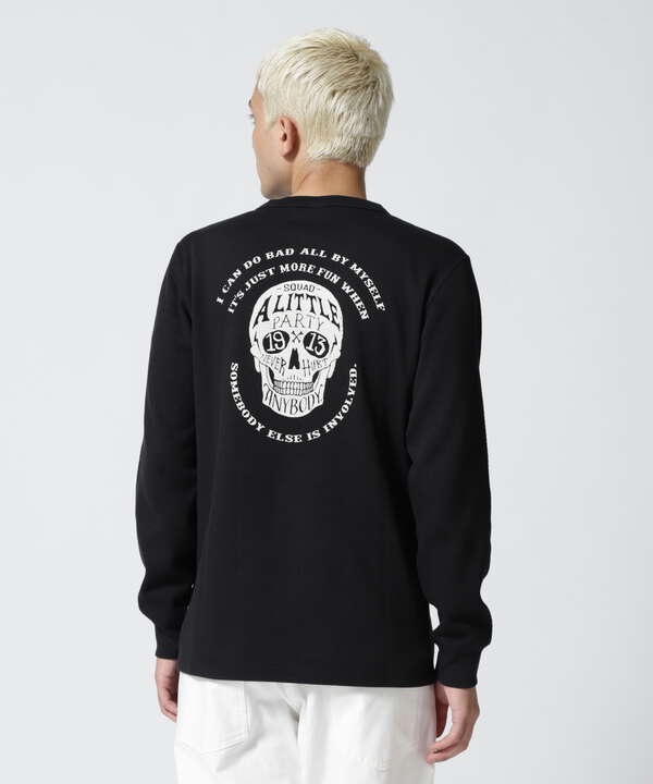 HONEYCOMB LONG SLEEVE HENLEY NECK T-SHIRT "SKULL"/ハニカムロングスリーブヘンリーネックT