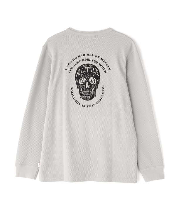 HONEYCOMB LONG SLEEVE HENLEY NECK T-SHIRT "SKULL"/ハニカムロングスリーブヘンリーネックT