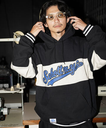 【WEB LIMITED】LINE RIB HOODED PANELED SWEAT/ラインリブ パネルパーカー