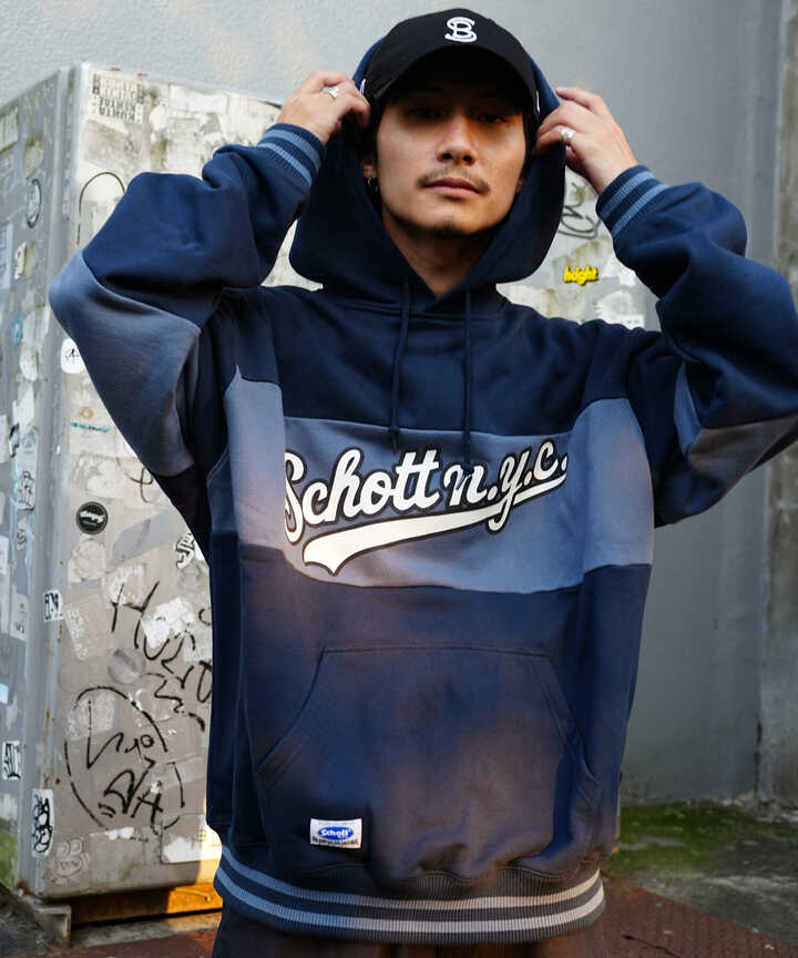 【WEB LIMITED】LINE RIB HOODED PANELED SWEAT/ラインリブ パネルパーカー