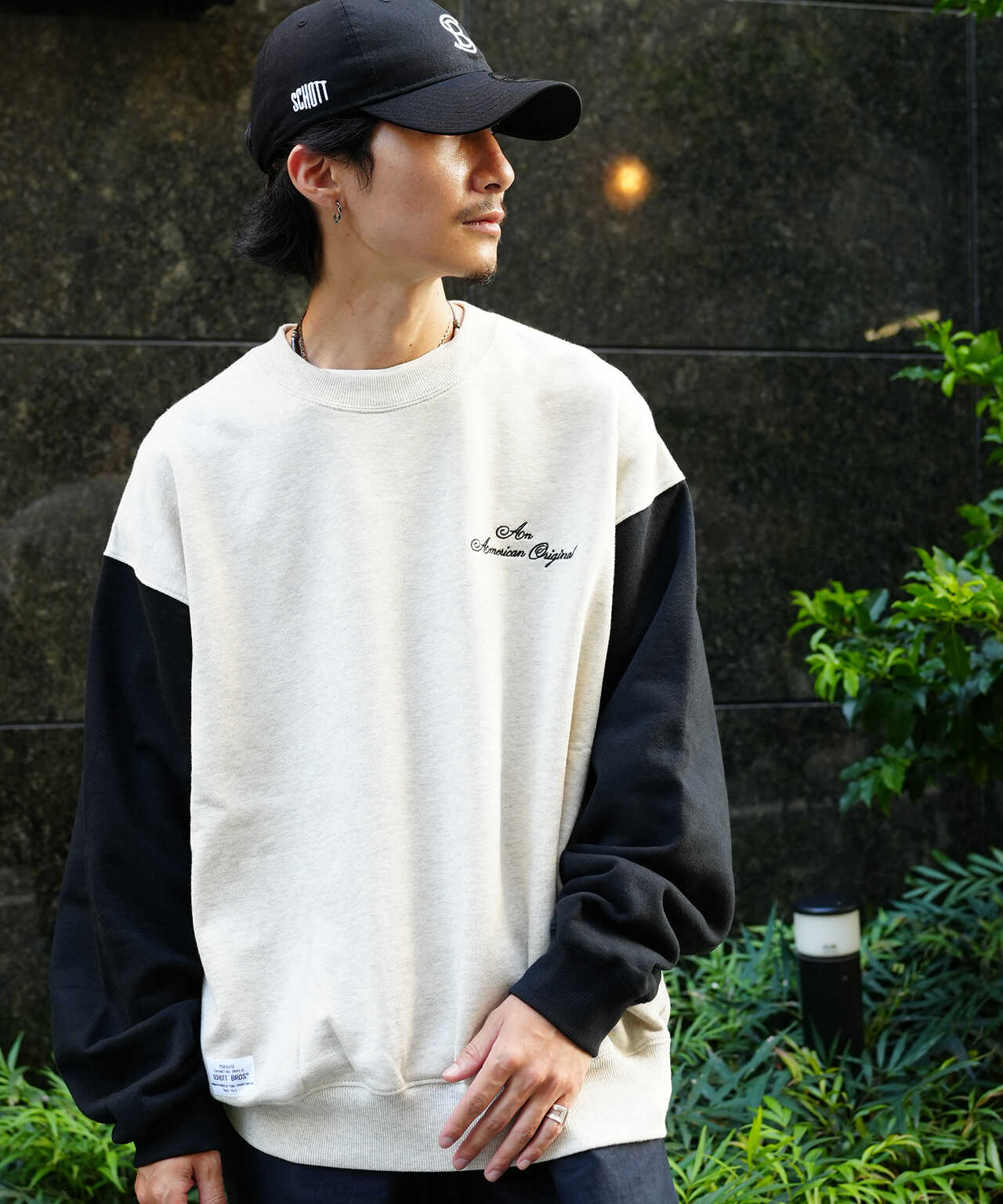 【新品】2 Tone Crew Sweatshirt (blue) L