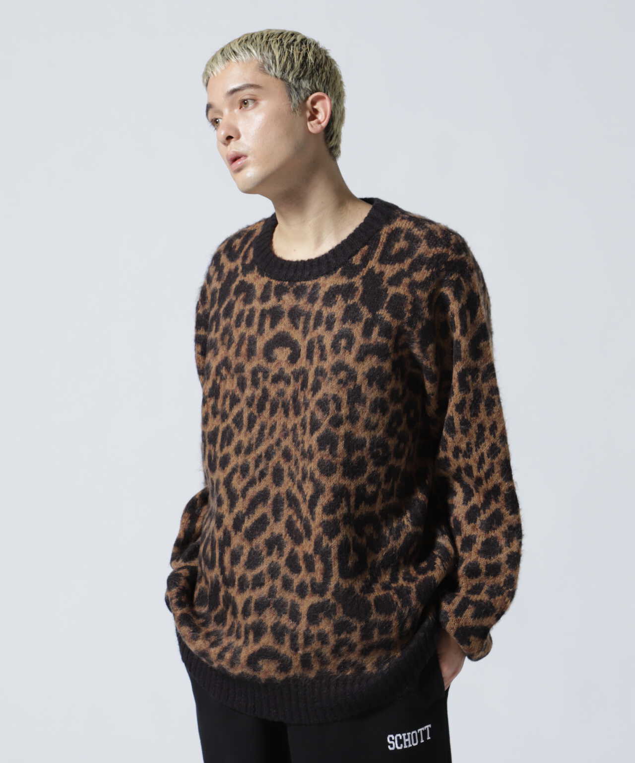 LEOPARD MOHAIR SWEATER/レオパード モヘア セーター | Schott 