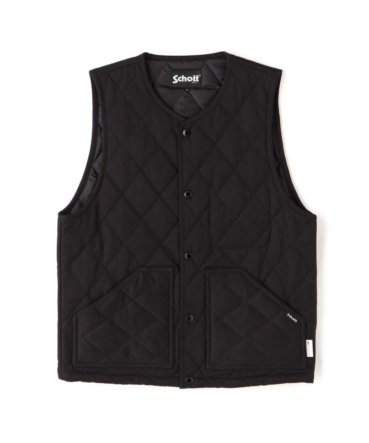 Daniel Smart Men´s Vest-黒のテキスタイル素材に革のトリミングを施