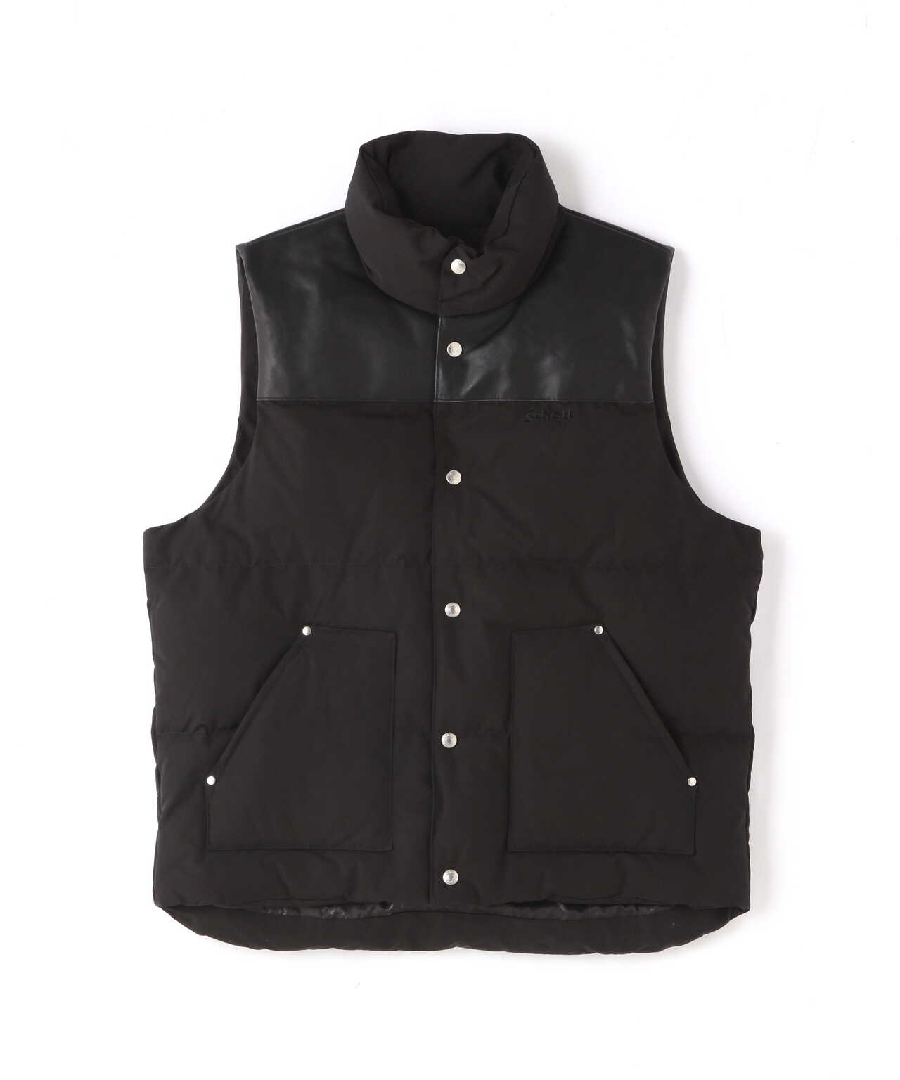 LEATHER COMBI DOWN VEST/レザーコンビ ダウンベスト | Schott