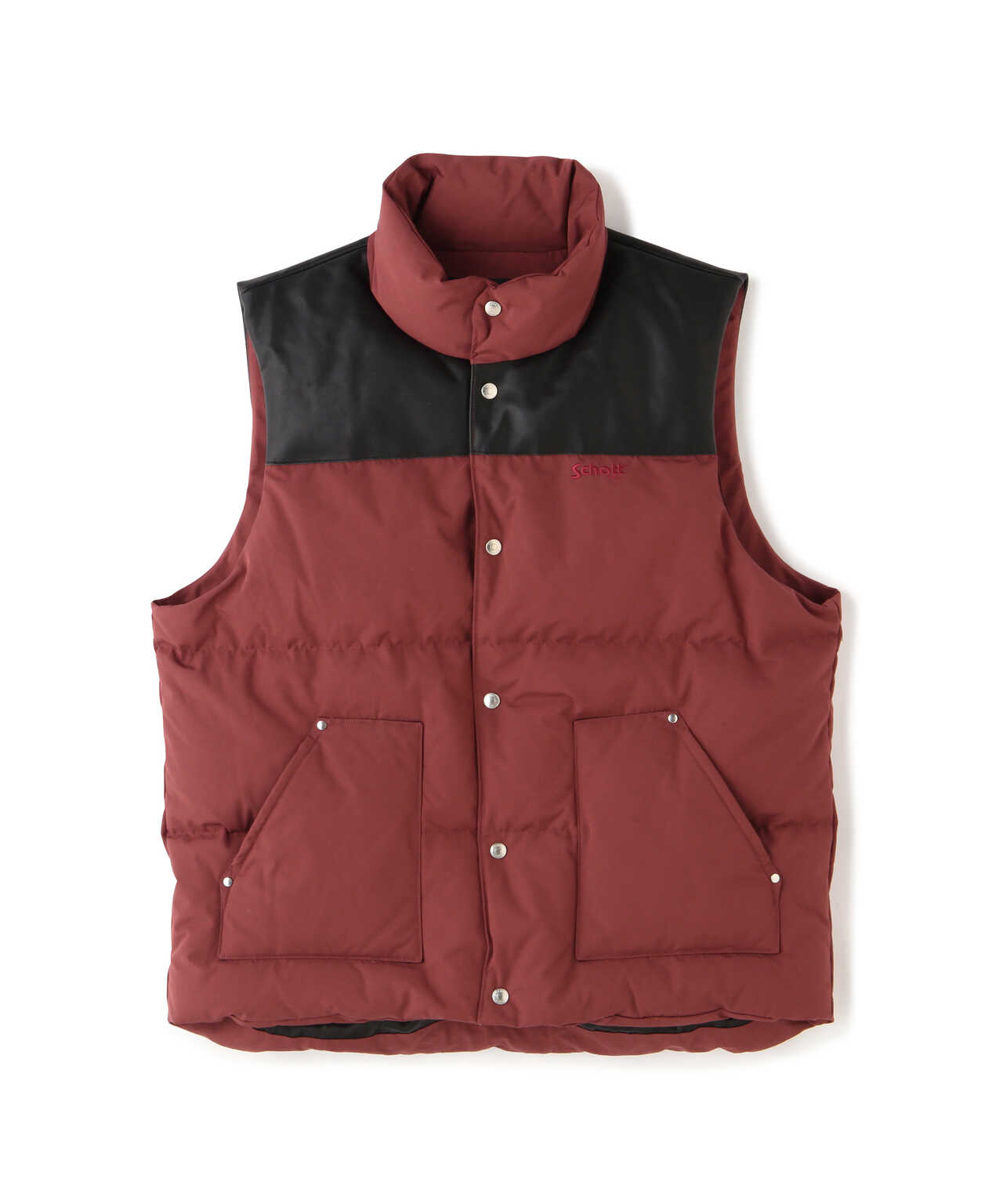 LEATHER COMBI DOWN VEST/レザーコンビ ダウンベスト | Schott