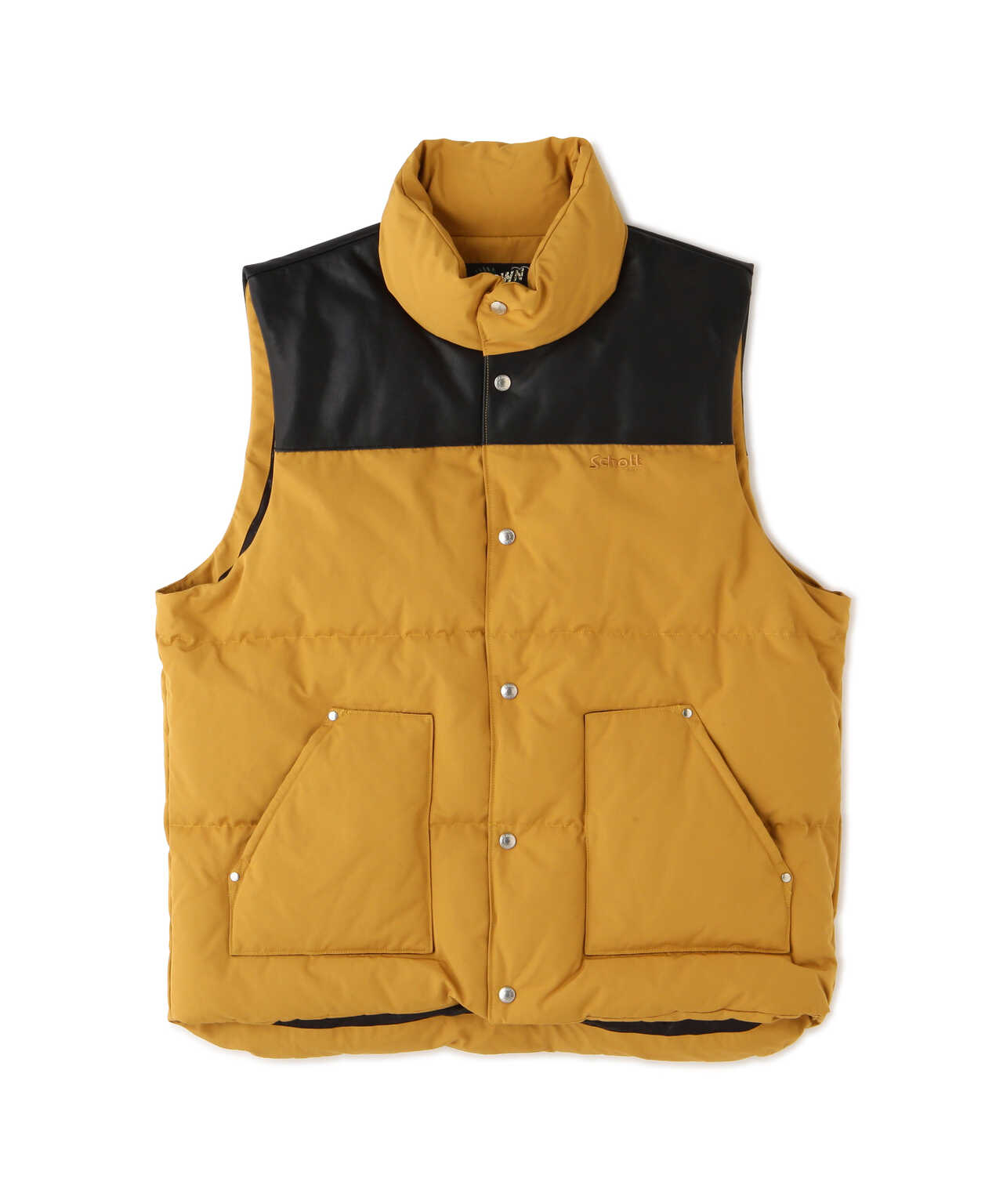 LEATHER COMBI DOWN VEST/レザーコンビ ダウンベスト | Schott