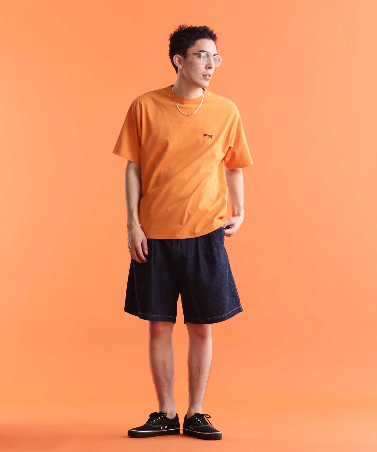 NEP DENIM 2TUCK SHORTS/ネップデニム 2タックショーツ | Schott