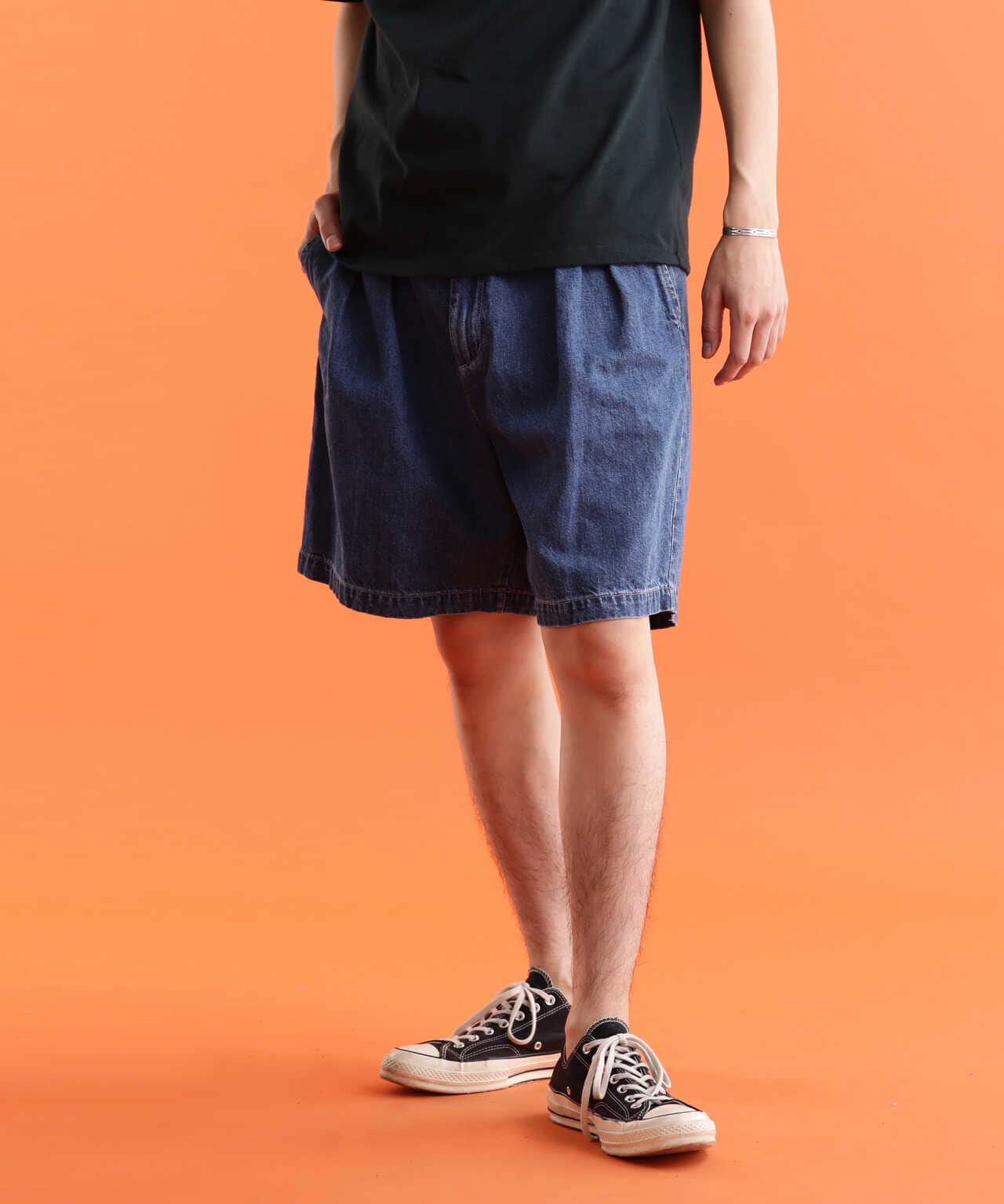 NEP DENIM 2TUCK SHORTS/ネップデニム 2タックショーツ