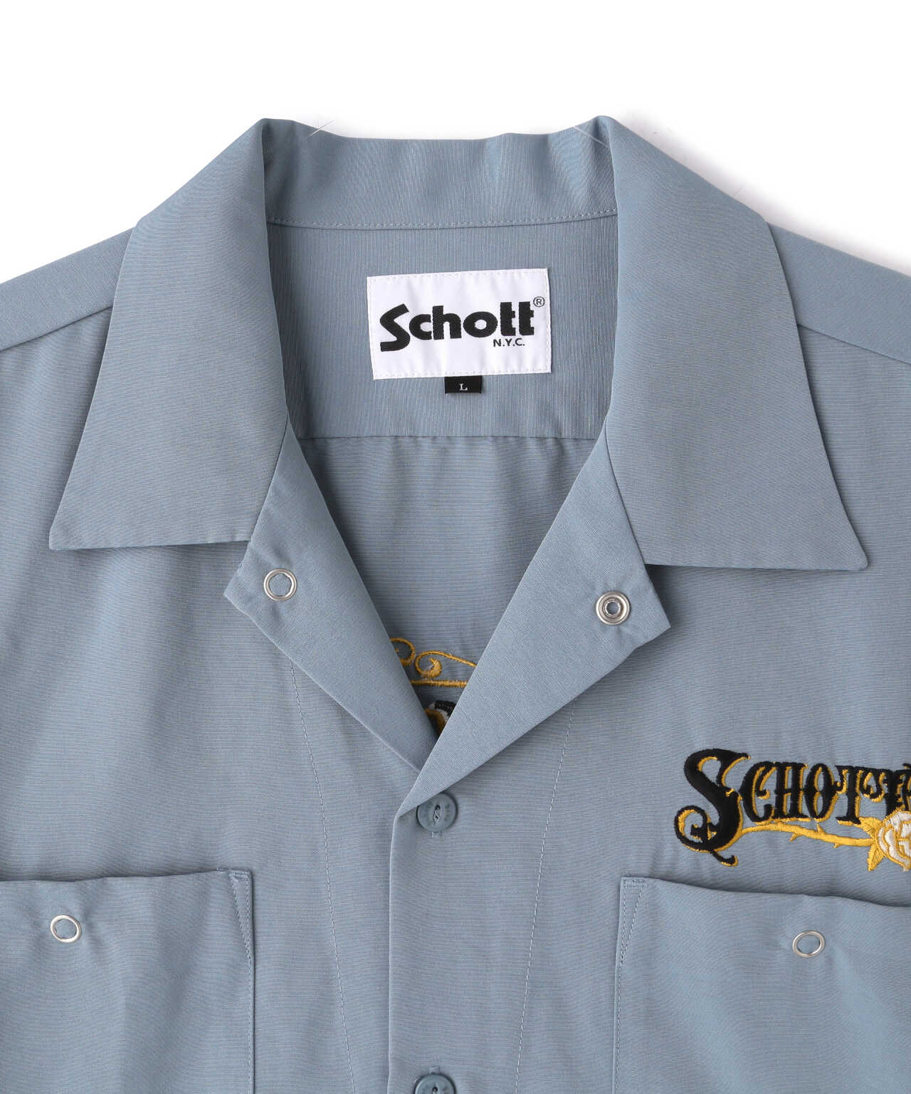 T/C WORK SHIRT ROSE EMBROIDERED/ 刺繍ワークシャツ | Schott