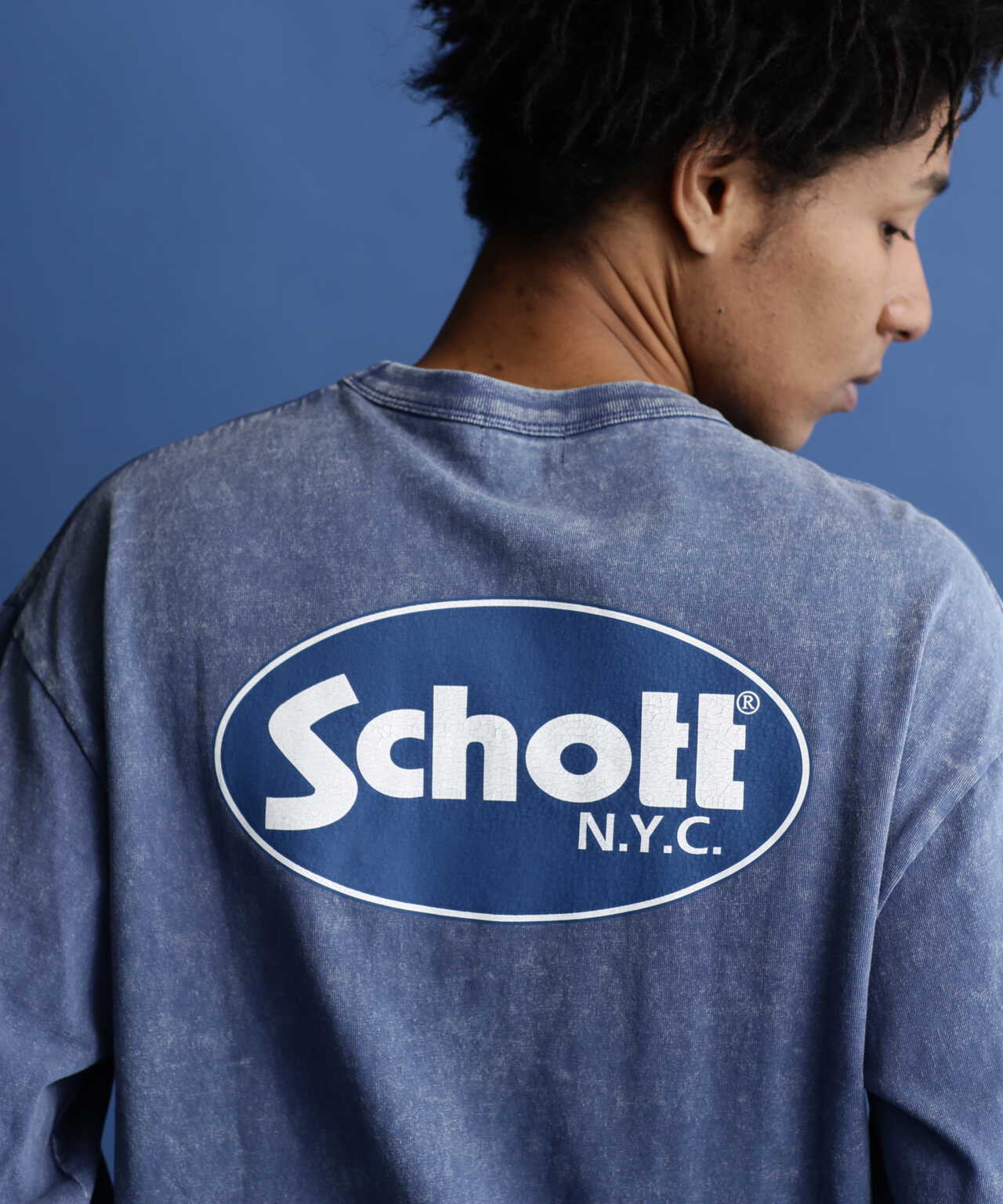 Schott シェイクハンド ビッグロゴ刺繍 厚手 ロンT ショット 古着