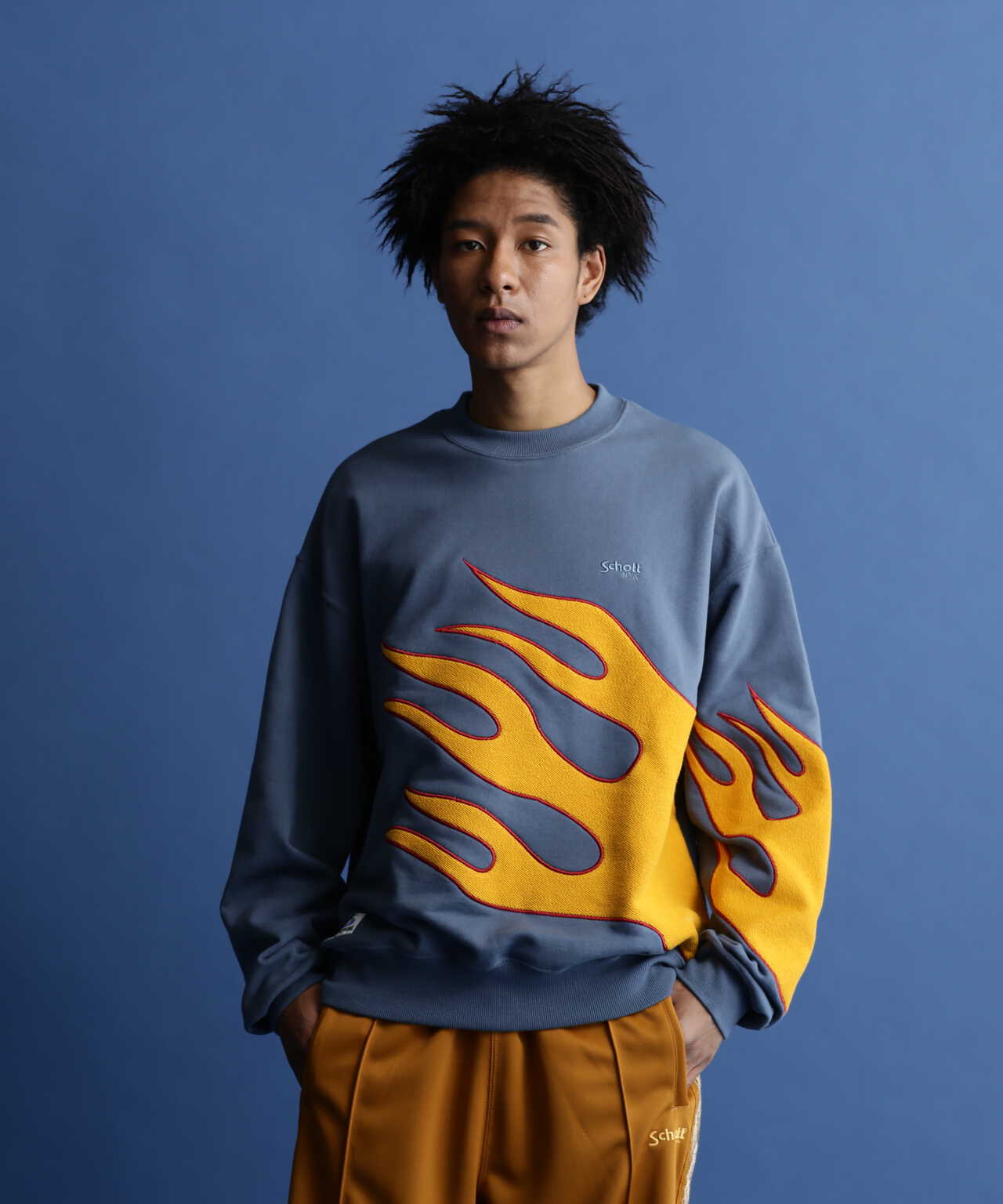 WEB LIMITED】Schott/ショット/CREW SWEAT FIRE PATTERN/クルーネック