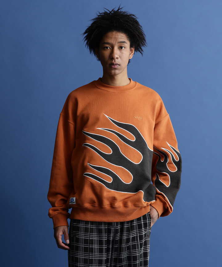 【WEB LIMITED】CREW SWEAT FIRE PATTERN/クルーネック スウェット ”ファイアパターン”