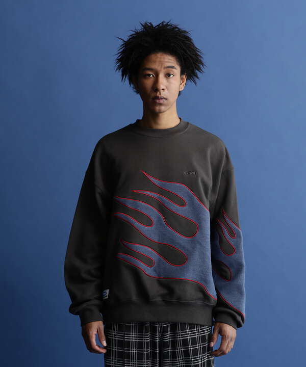 【WEB LIMITED】CREW SWEAT FIRE PATTERN/クルーネック スウェット "ファイアパターン"