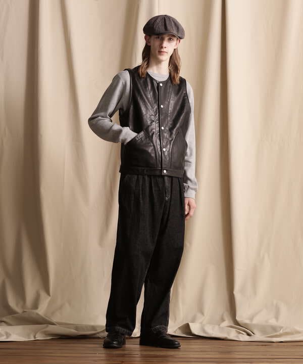 NEP BLACK DENIM 2 TUCK PANTS/ネップブラックデニム 2タックパンツ