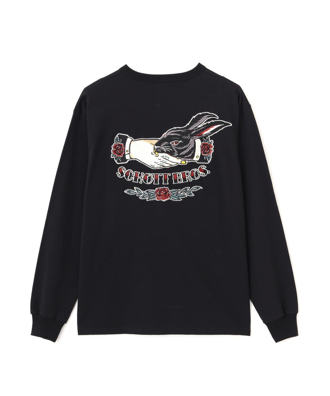 LS T-SHIRT SHAKE HANDS BUNNY/ シェイクハンドバニー 刺繍ロングスリーブTシャツ