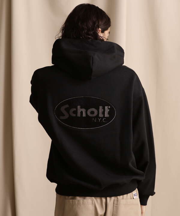 schott   ショット　ロゴ　パーカー ブラック　スポーツウェア