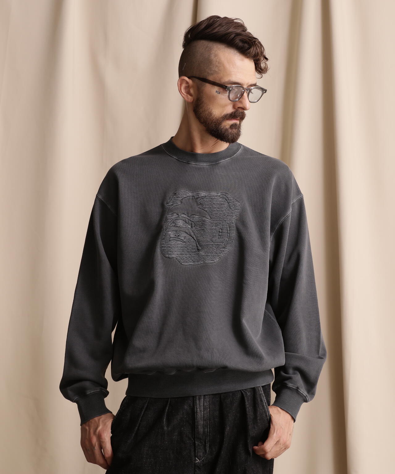 CREW SWEAT STENCIL BULLDOG/クルーネックスウェット ステンシル