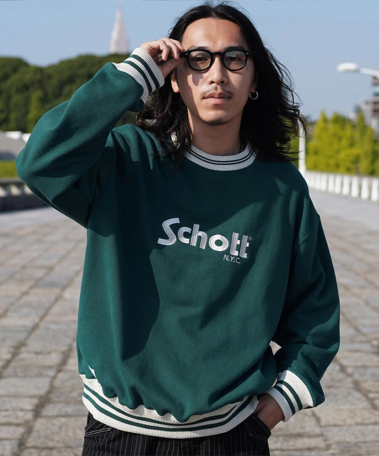 WEB LIMITED/LINE RIB CREW SWEAT/ラインリブ クルーネックスウェット