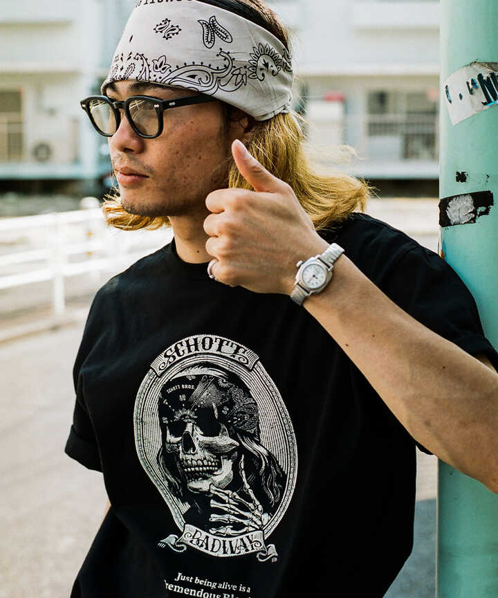 ×BADWAY/バッドウェイ/SS B.W. T-SHIRT/コラボ Tシャツ | Schott 