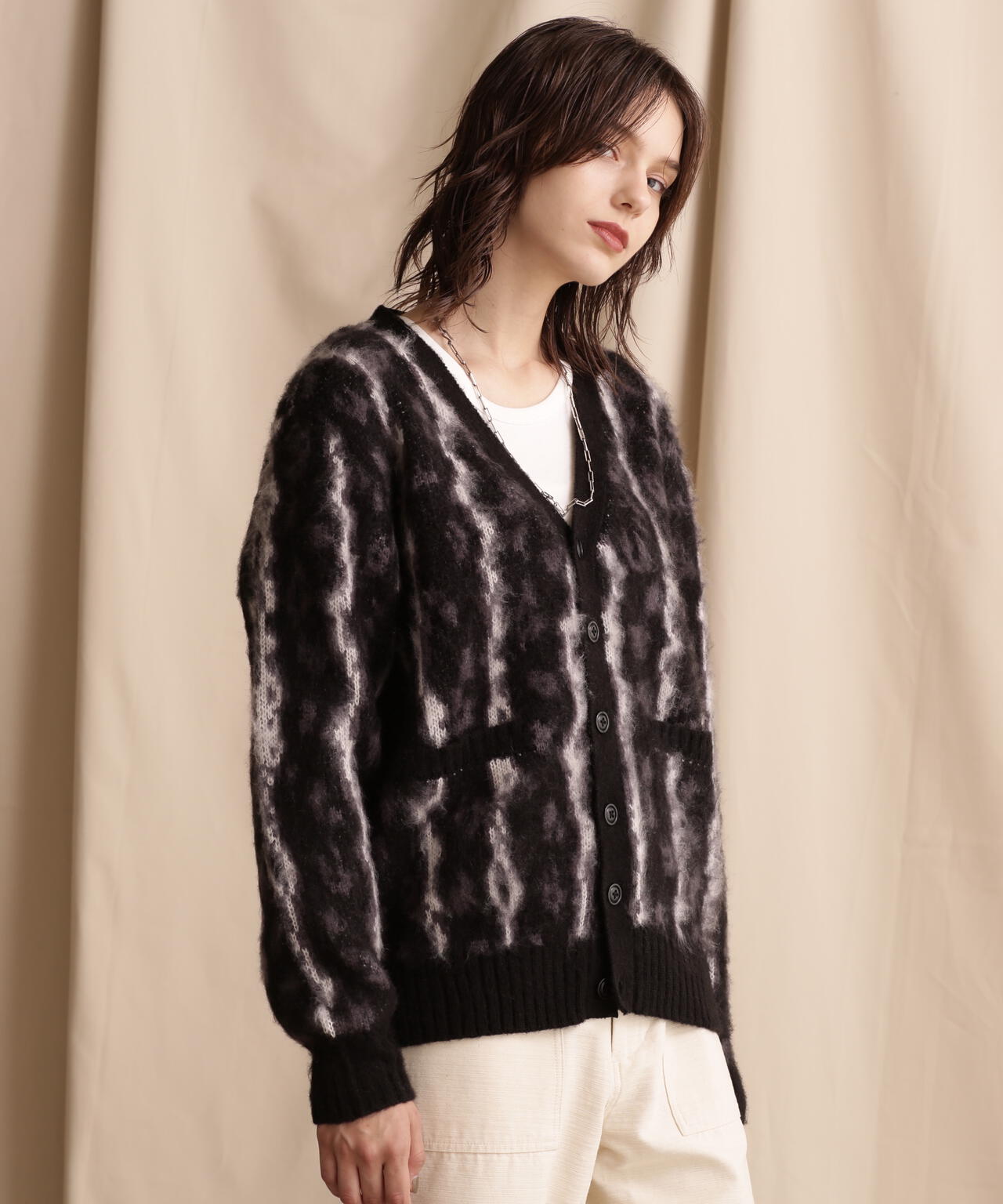 SHAGGY KNIT CARDIGAN THUNDERBOLT PANTHER/シャギーニットカーディガン サンダーボルトパンサー