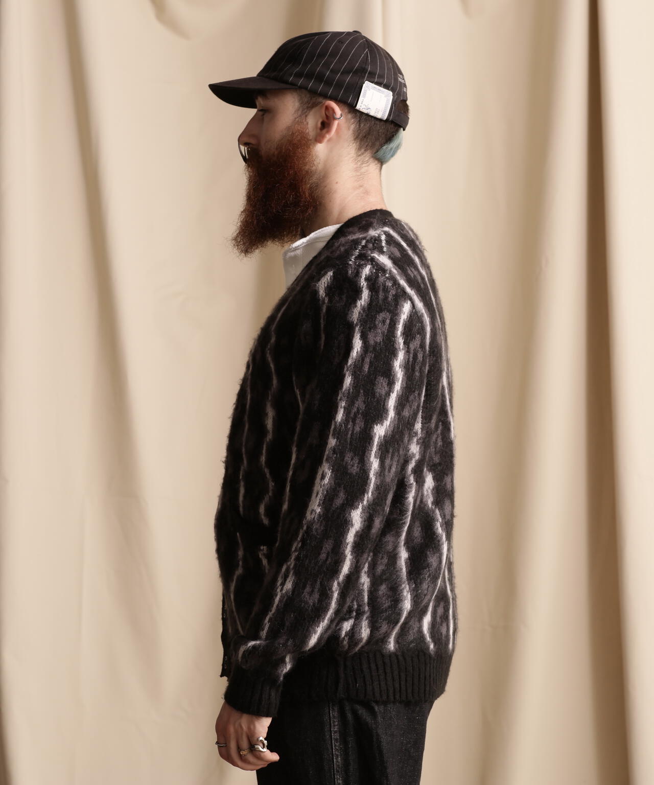 SHAGGY KNIT CARDIGAN THUNDERBOLT PANTHER/シャギーニット