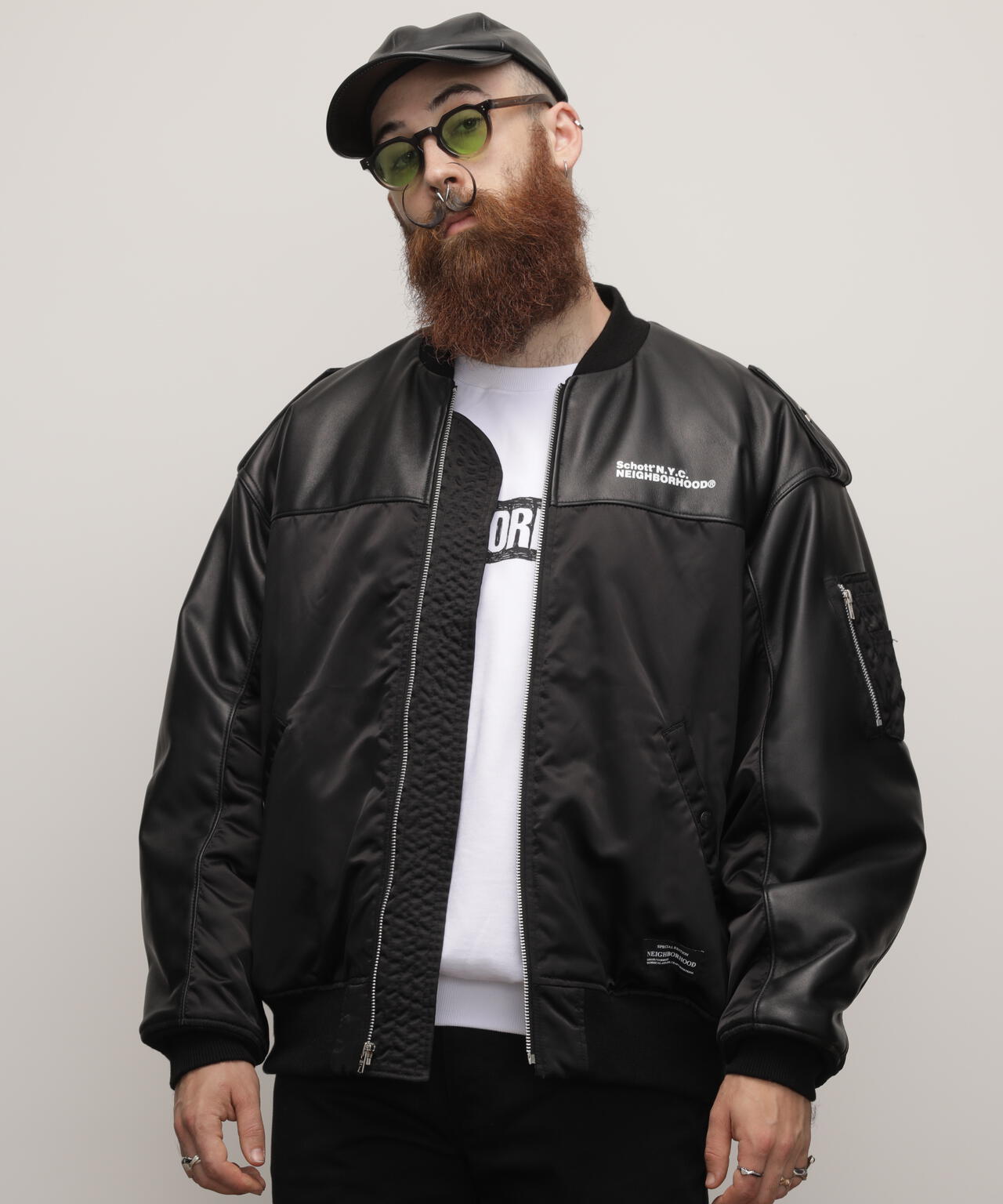 Schott NH/LEATHER COMBI MA-1 JACKET | Schott ( ショット ) | US