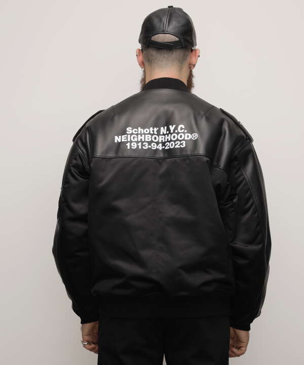 Schott NH/LEATHER COMBI MA-1 JACKET