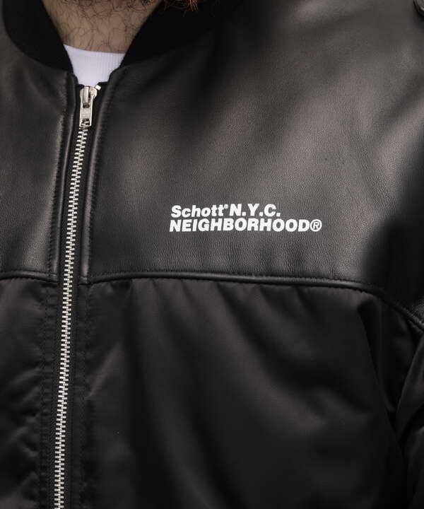 Schott NH/LEATHER COMBI MA-1 JACKET（7823252018） | SCHOTT ( ショット ) | 【公式】通販  MIX.Tokyo