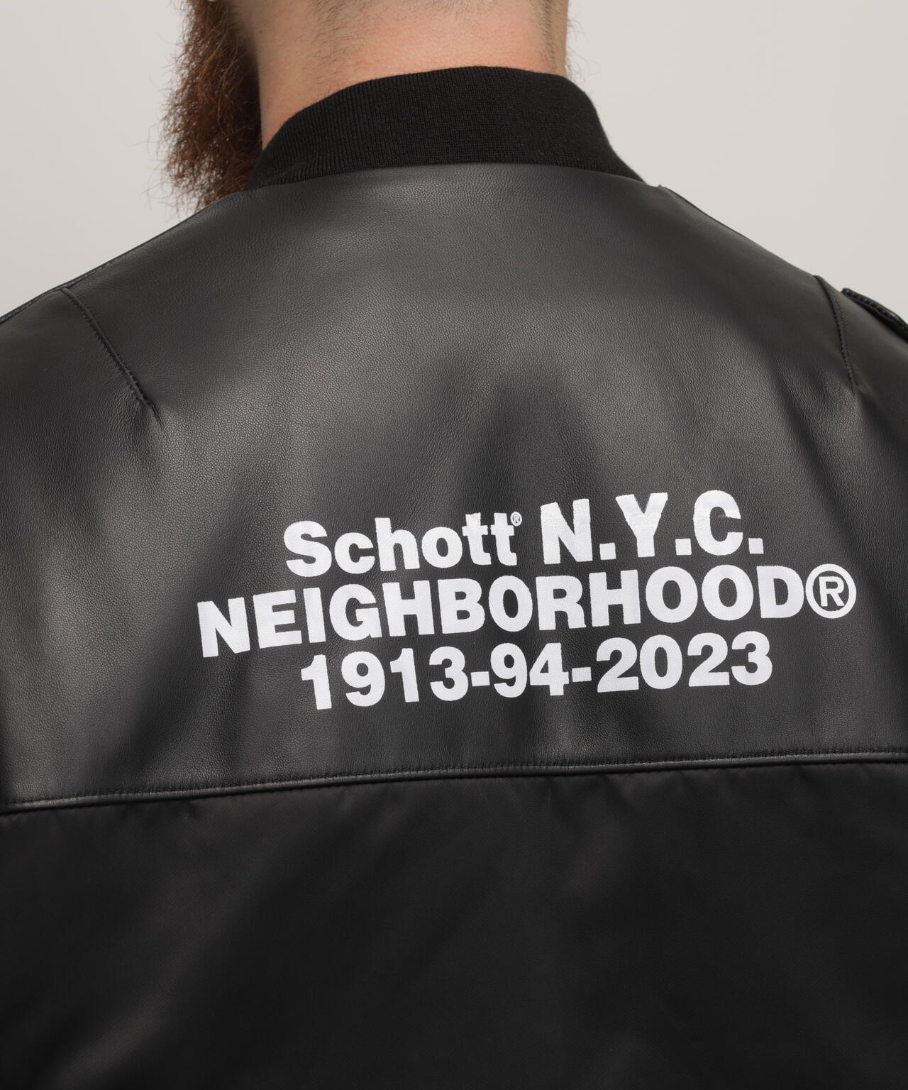 Schott NH/LEATHER COMBI MA-1 JACKET