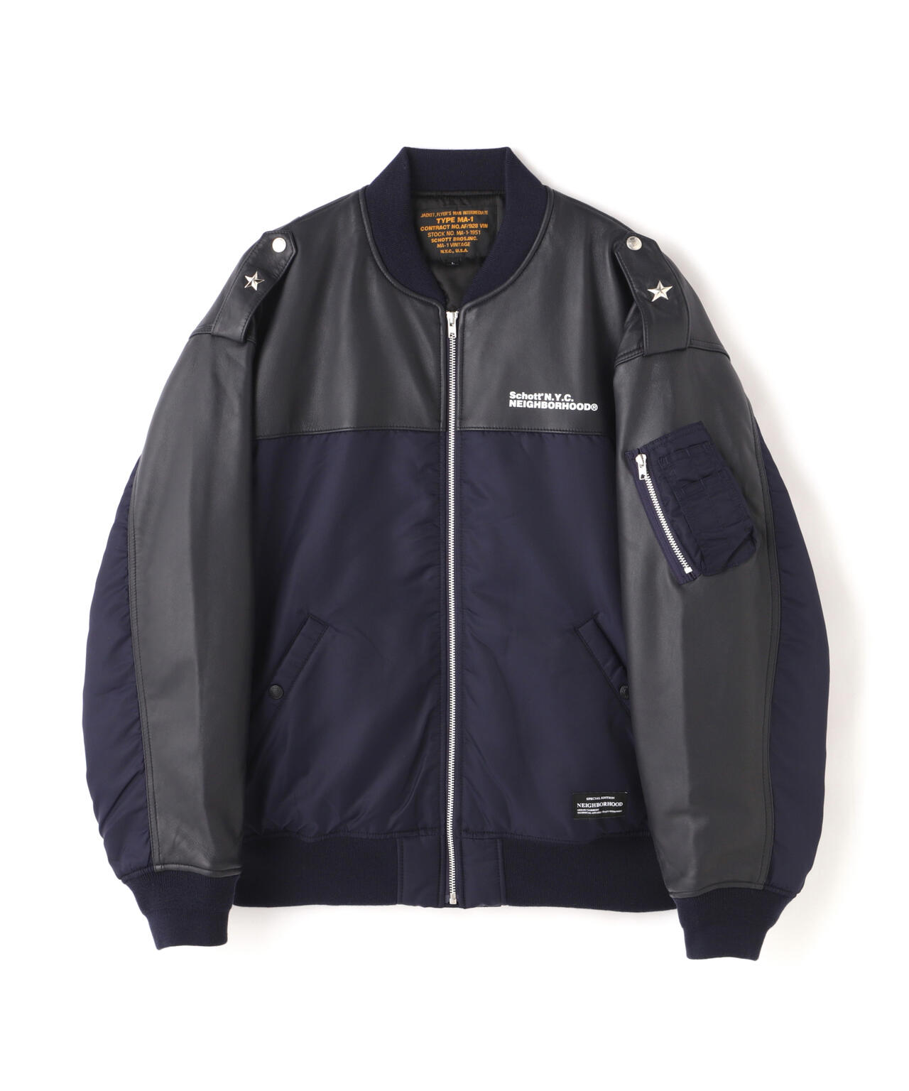 発送NEIGHBORHOOD Schott LEATHER COMBI JACKET